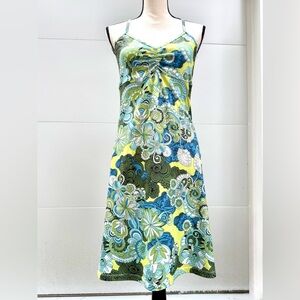 Prana Floral Patterned Midi Dress - Green and Blue